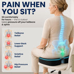 5 STARS UNITED Cojín de asiento, espuma viscoelástica para aliviar el dolor de coxis, soporte ergonómico para coxis, ciática y glúteos, silla de ruedas, oficina, escritorio y silla de juegos