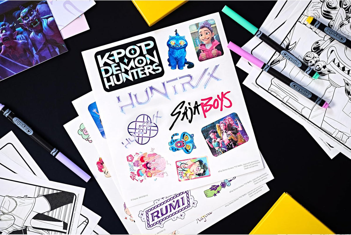Crayola Kpop Demon Hunters - Estuche de arte (40 + piezas), kit de