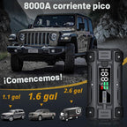 Arrancador de coche, pico de 8000 A (hasta todo el motor de gasolina o diésel de 10.0 L, 50 veces) 12 V cargador de batería de refuerzo automático caja de salto con cargador rápido cables de salto
