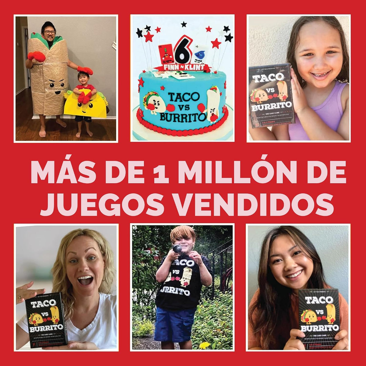 Taco vs Burrito - El Juego de Cartas Sorprendentemente Estratégico y Extremadamente Popular Creado por un Niño de 7 Años - 5 Maneras de Jugar - Un Juego de Fiesta Familiar para Niños, Adolescentes y