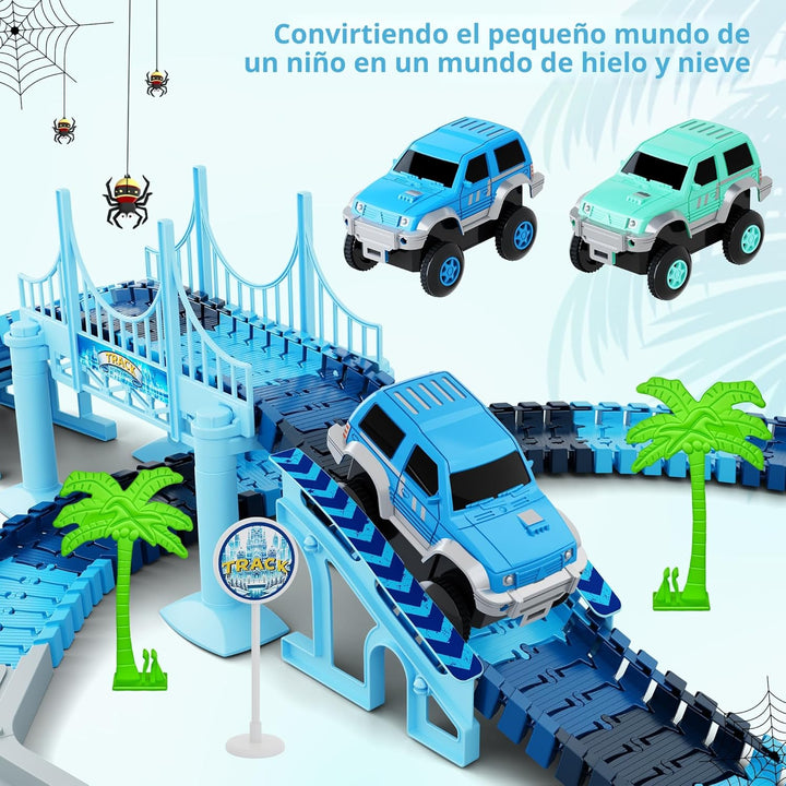Juguetes de auto de pista, 269 piezas de juguete de pistas de carre...