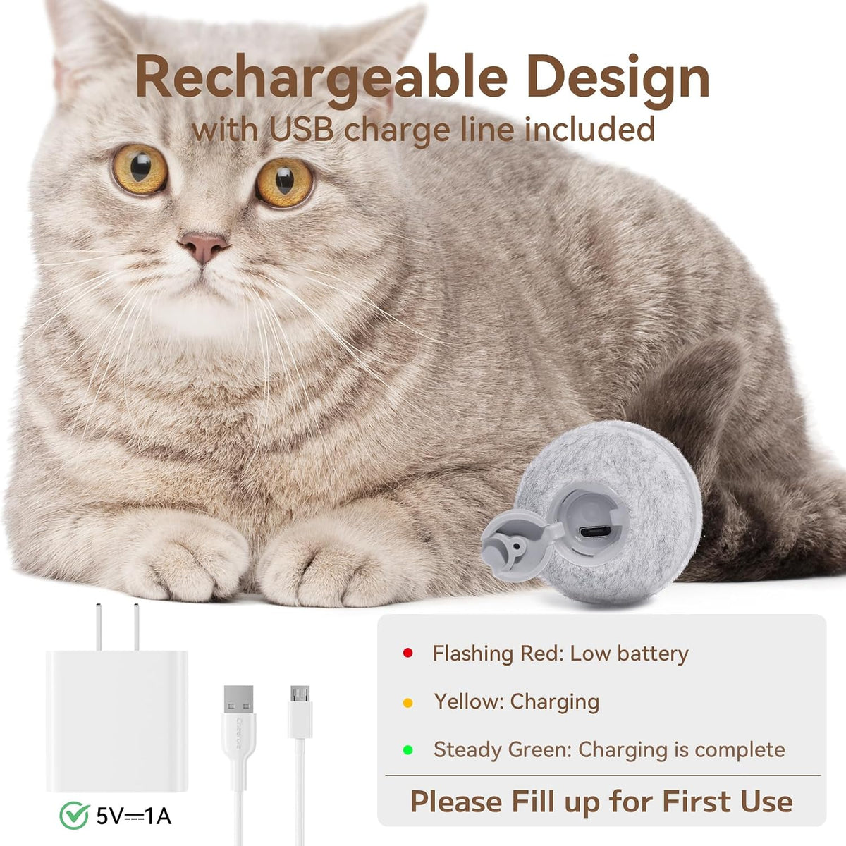 Cheerble Juguetes interactivos para gatos de interior, juguete automático para gatos de interior aburridos, juguetes eléctricos para gatitos con luz, juguetes estimulantes en movimiento, gris