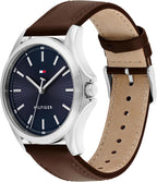Tommy Hilfiger Hombre Reloj de cuarzo de 3 manecillas – Caja de 42mm, correa de cuero, 3 ATM de resistencia al agua, reloj moderno para uso diario, regalo para él