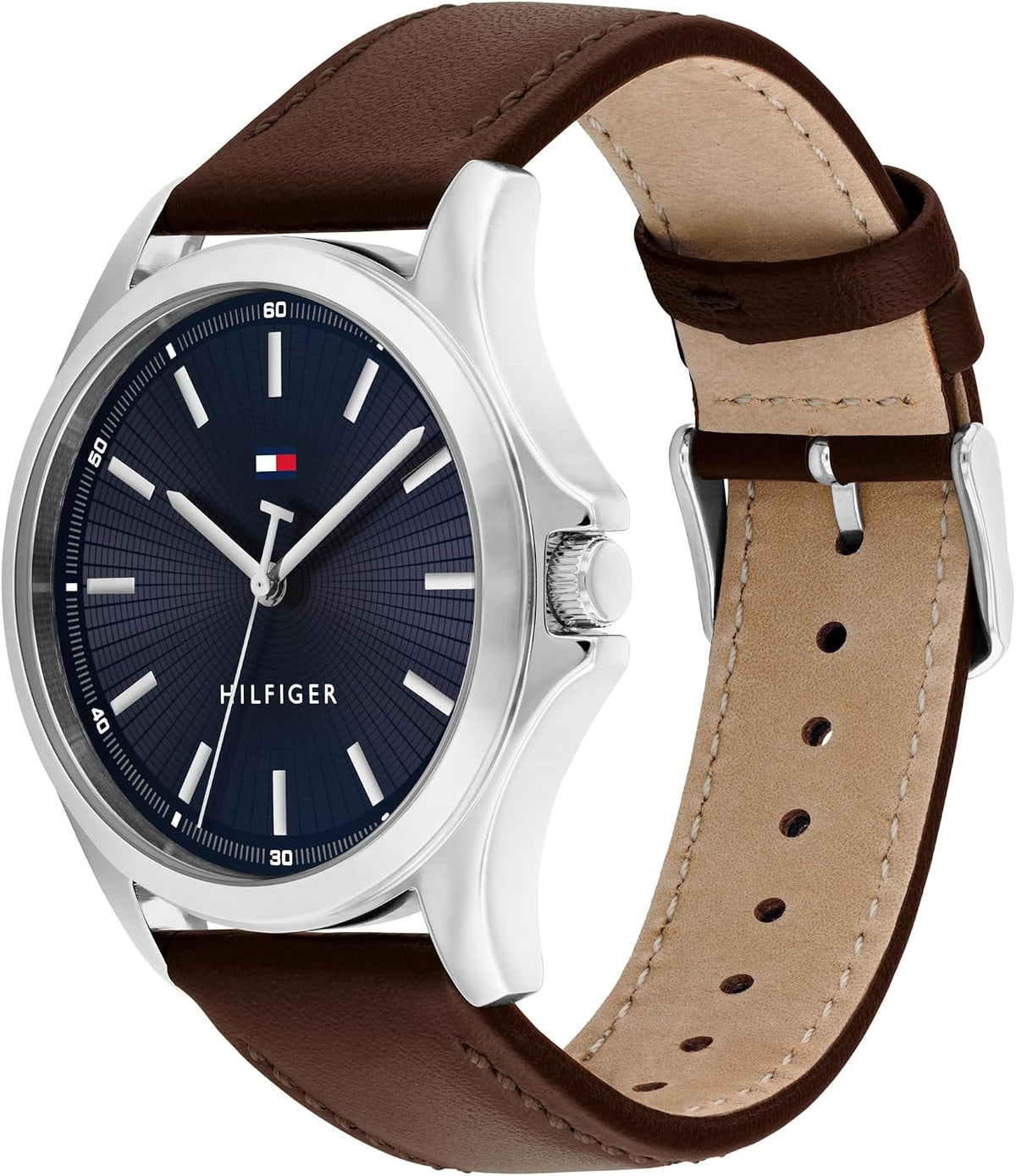 Tommy Hilfiger Hombre Reloj de cuarzo de 3 manecillas – Caja de 42mm, correa de cuero, 3 ATM de resistencia al agua, reloj moderno para uso diario, regalo para él