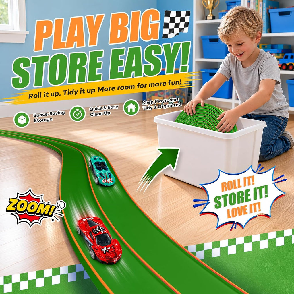 Pista de carreras flexible para niños, juego de pistas de doble
