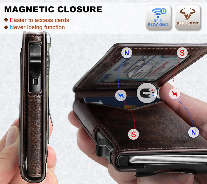 Cartera Bulliant para hombre, cartera con clip de dinero delgada pa...