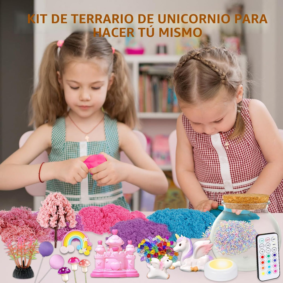 7july Kit de manualidades de terrario de unicornio para niños, luz nocturna LED y control remoto, regalos de cumpleaños de unicornio, juguetes para niñas de 5, 6, 7, 8, 9, 10 años, regalos de Navidad para niñas