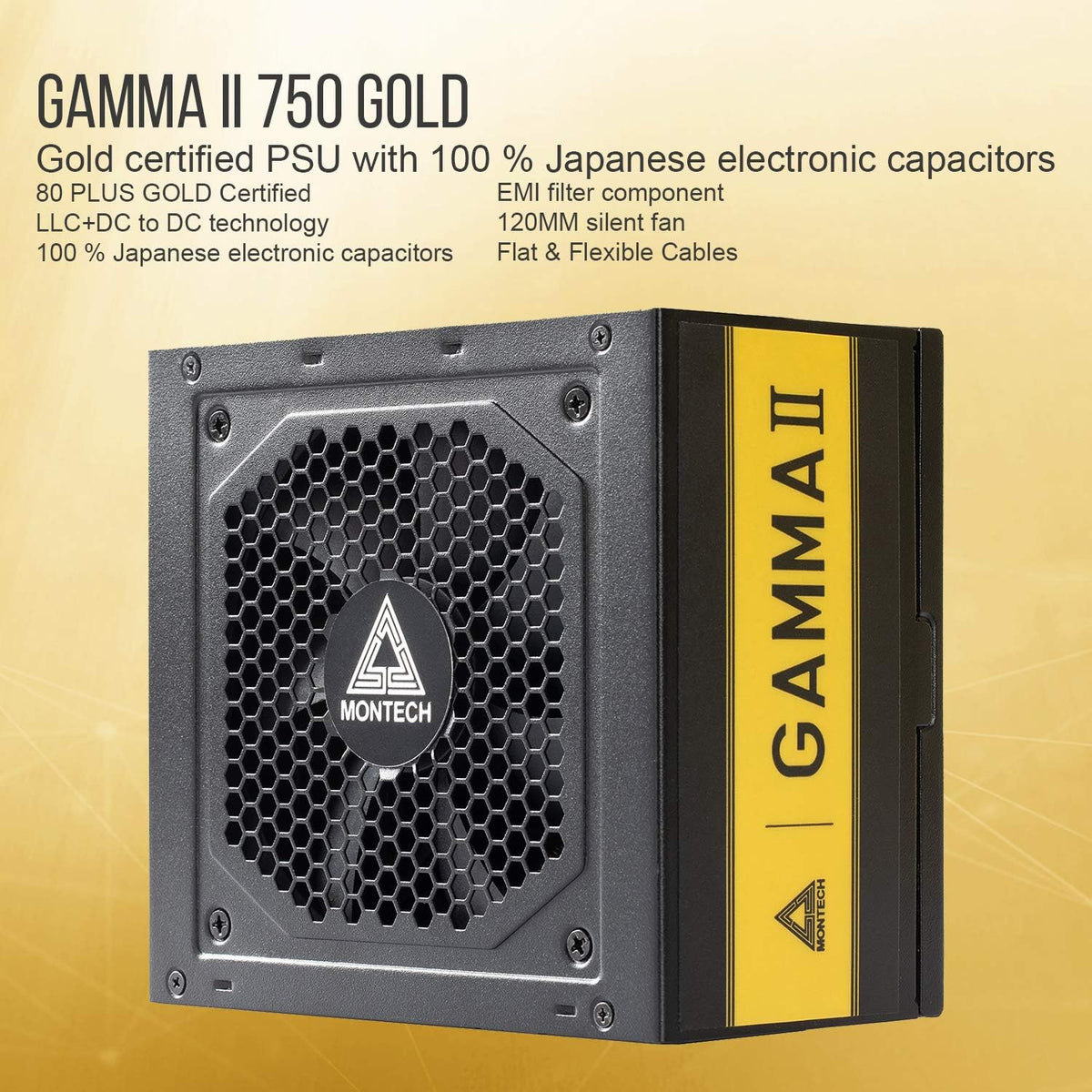 Montech Serie Gamma II 750 Watt 80+ Gold Certified Fuente de alimen...