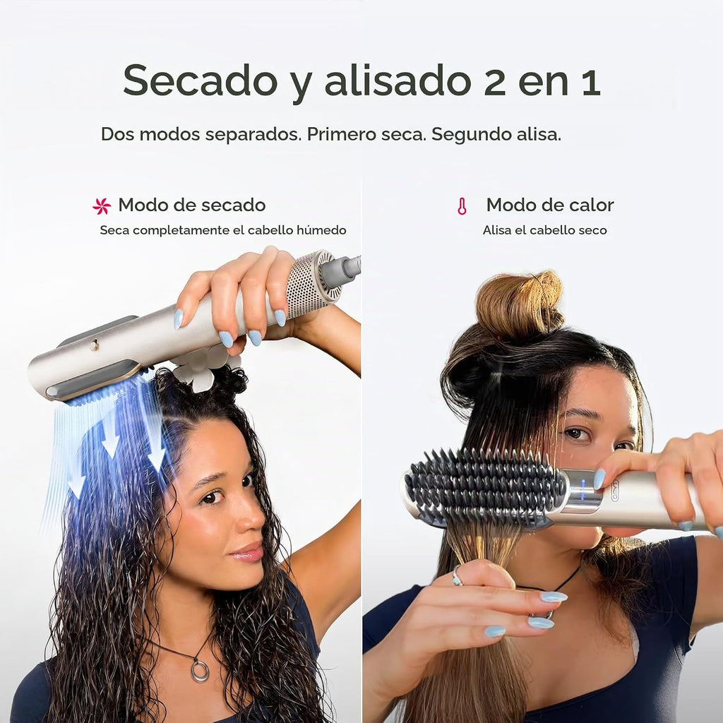 TYMO Plancha de pelo 2 en 1, 2 veces más rápido, alisador de cabello húmedo para secar, peine caliente para un estilo suave, estilizador iónico fluido para alisar el aire para mujeres, añade brillo y