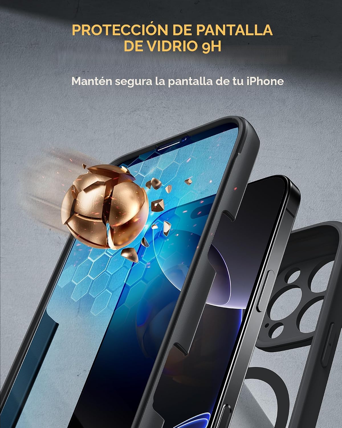 Miracase Funda magnética para iPhone 16 Pro de cuerpo completo con protector de pantalla de vidrio integrado, [compatible con MagSafe] funda militar a prueba de caídas 16 Pro, 6.3 pulgadas, color