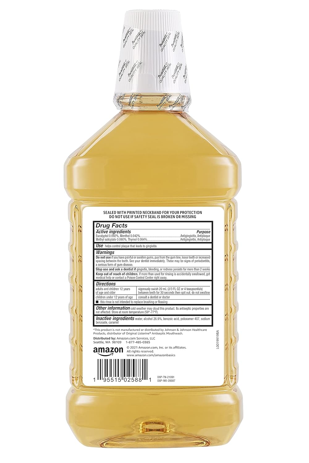 Amazon Basics Enjuague bucal antiséptico, sabor original, 1.5 litro...