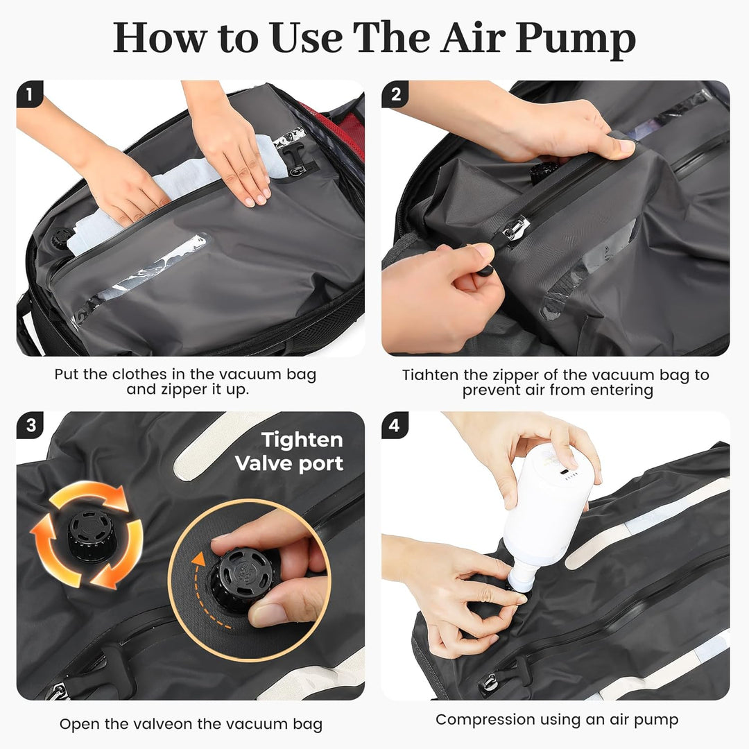 Boavan Mochila de sellado al vacío para viajes con bomba, bolsa gra...