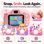 Cámara para niños para niñas Juguetes Regalo: Regalos para niñas de 3, 4 y 5 años, cámara digital rosa para selfies, regalo de cumpleaños de Navidad para niñas, cámaras de juguete para niños pequeños