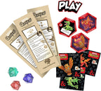 Dungeons & Dragons Questers Figuras de criatura, paquete de 3, figuras coleccionables de juguete de fantasía D&D, Wyrmling verde, Magma Mephit y búho homúnculo