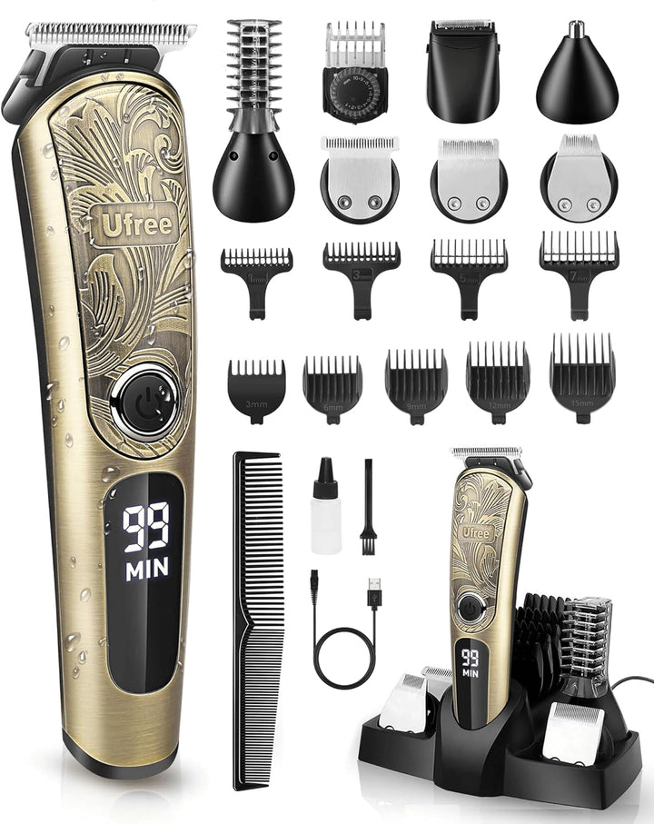 Ufree Regalos para hombres, recortadora de barba con soporte de car...