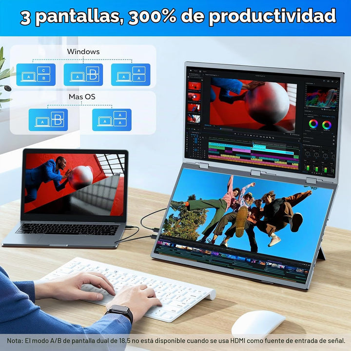 COOLHOOD Monitor portátil de 18.5 pulgadas para laptop, 1080P FHD 1...