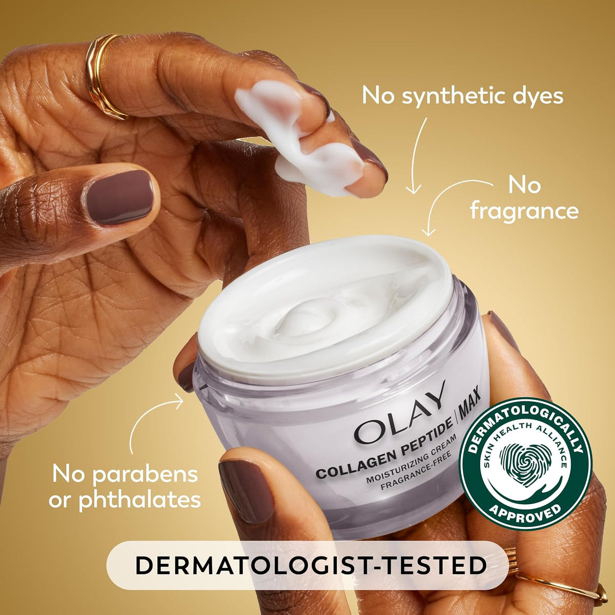 Olay Hidratante facial con péptido de colágeno, crema reafirmante p...