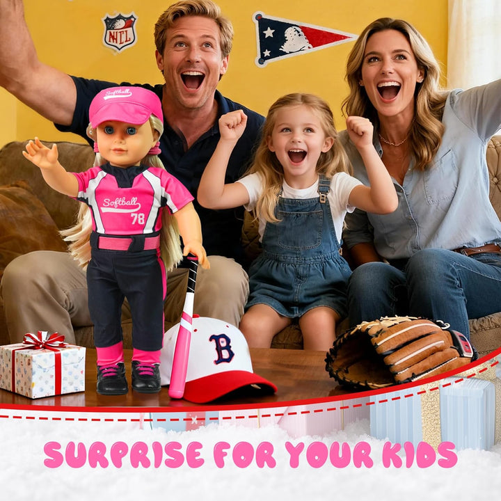 ARTST Conjunto de ropa de muñeca de sóftbol de 18 pulgadas, incluye...