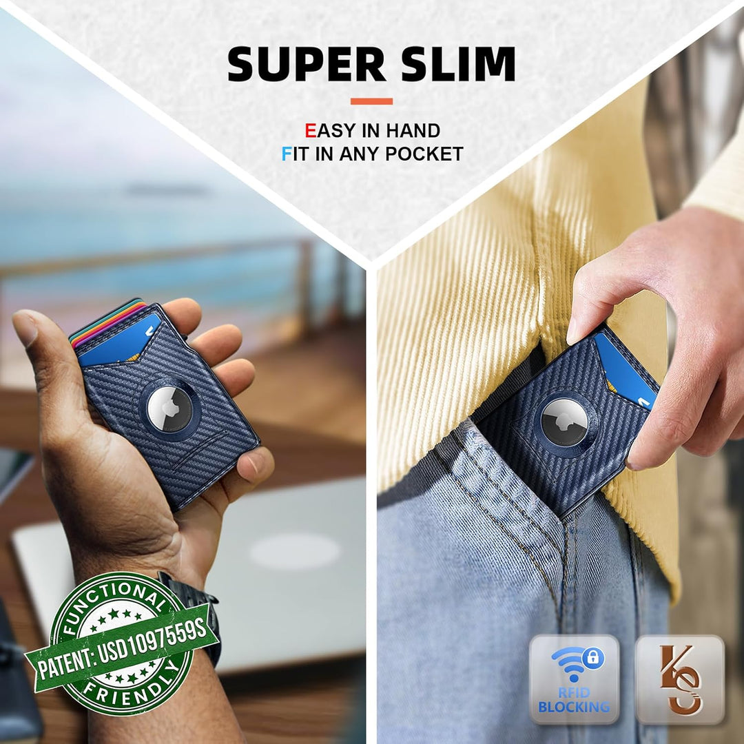 KEMISANT Billetera Airtag para hombre, delgada con bolsillo frontal...