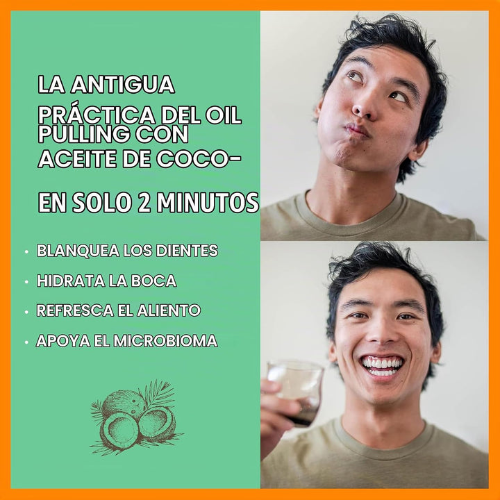 Enjuague bucal con aceite de coco Dr. Ginger, sin alcohol, menta de...