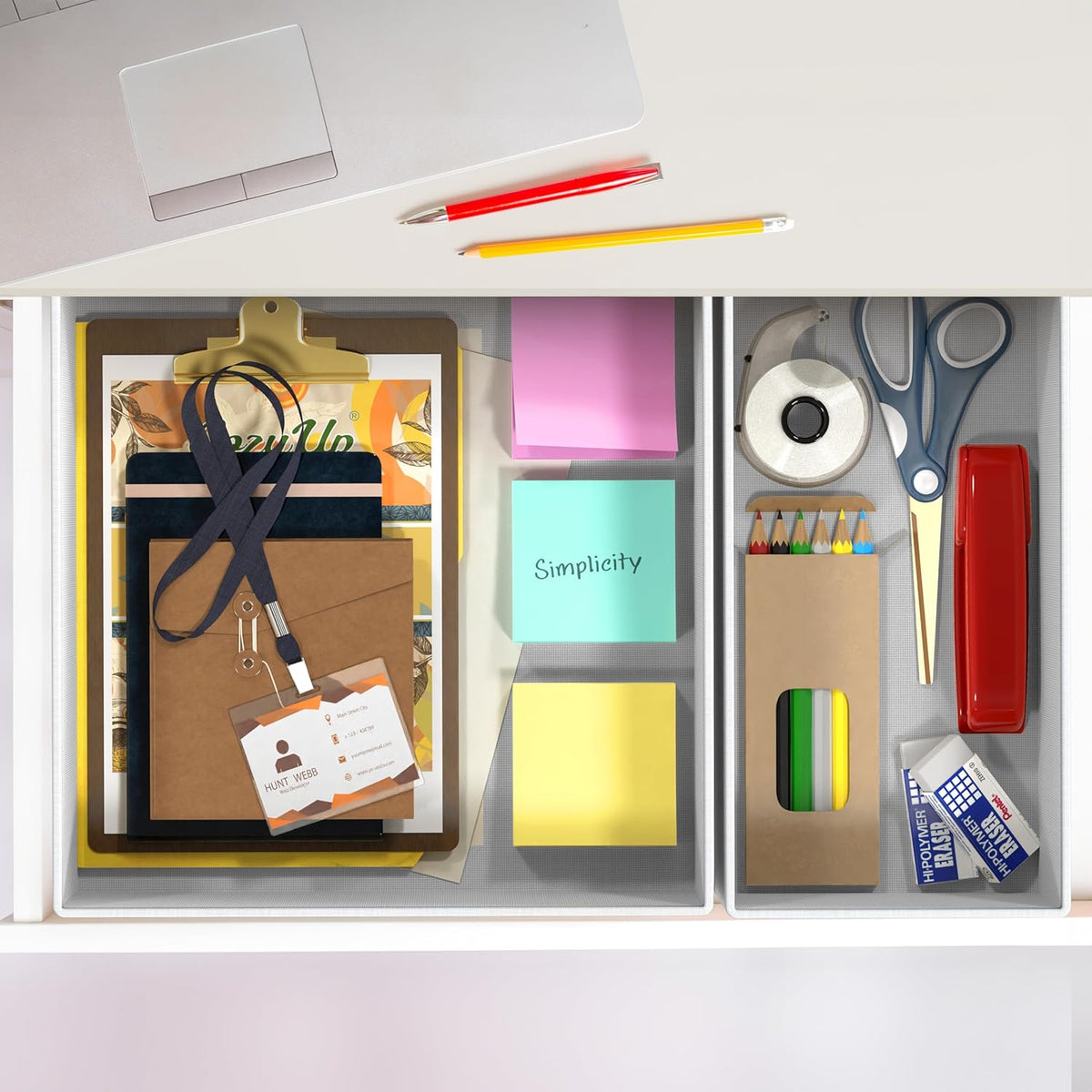 Simple Houseware Organizador plegable para cajones y contenedor para almacenar, juego de 12, gris