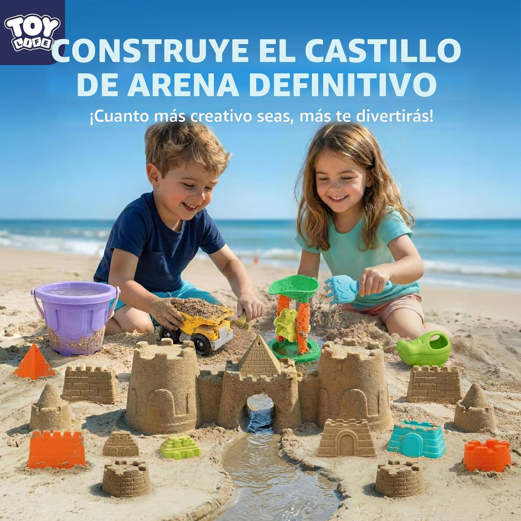 TOY Life Juego de juguetes de arena de playa de 23 piezas con autos de