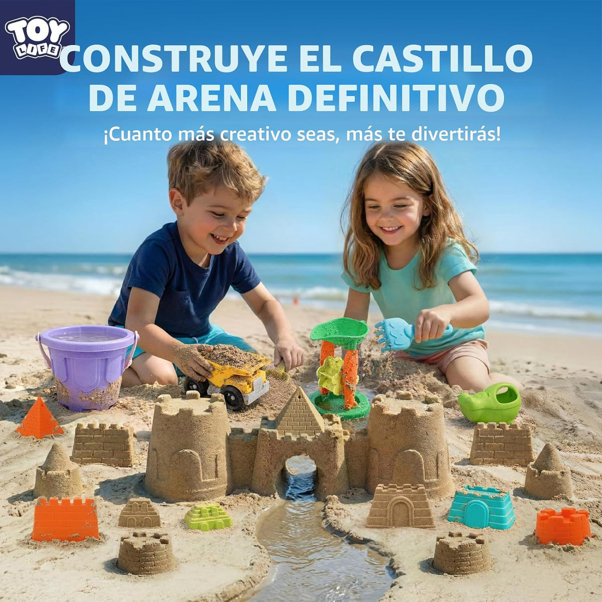 TOY Life Juego de juguetes de arena de playa de 23 piezas con autos de