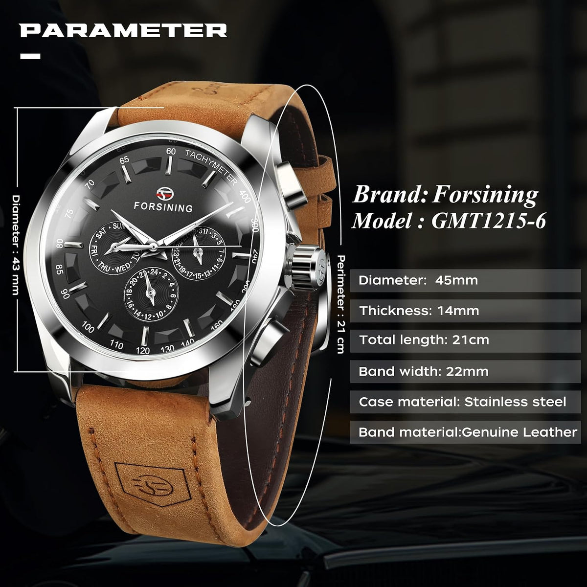 FORSINING Reloj deportivo transparente para hombre, correa de cuero genuino de lujo, reloj esqueleto mecánico automático de moda para hombre