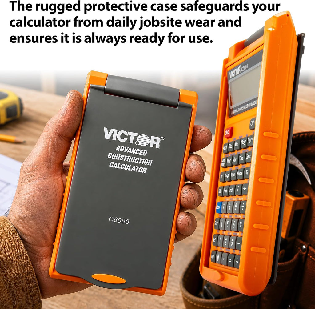 Victor Calculadora de Construcción Avanzada C6000 con Estuche Protector Muestra en Formas Fraccionarias o Dimensionales Perfecta para Carpinteros, Renovadores, Constructores, Contratistas, Estimadores