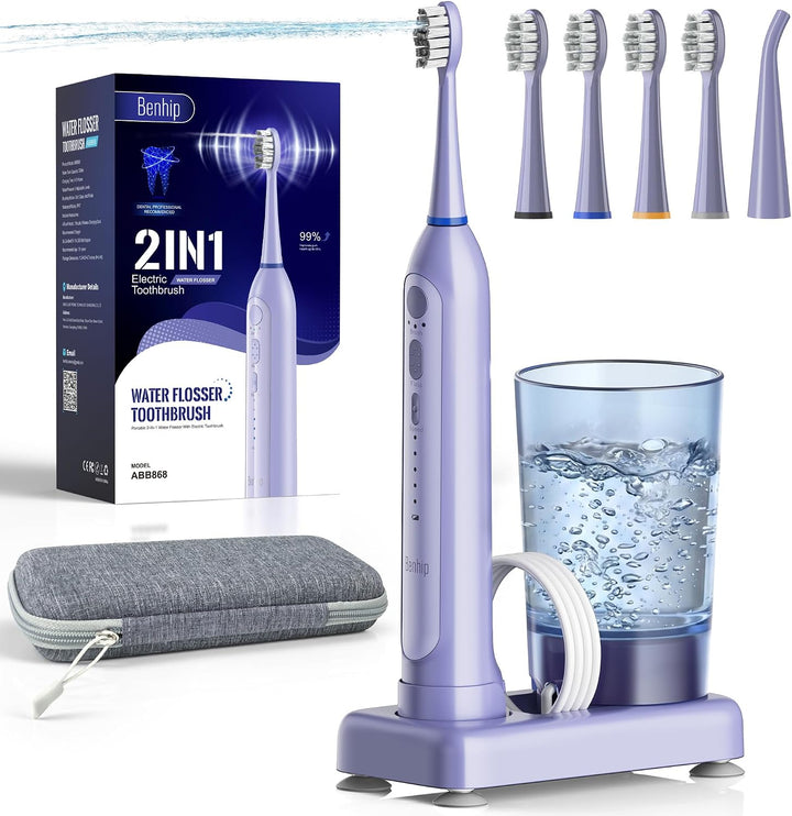 Benhip Cepillo de dientes eléctrico con hilo dental de agua combina...