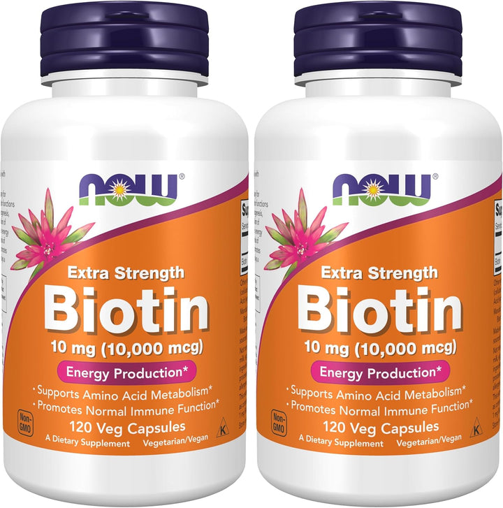 NOW Foods Suplementos, Biotina 10 mg (10,000 mcg), Extra Fuerza, Pr...
