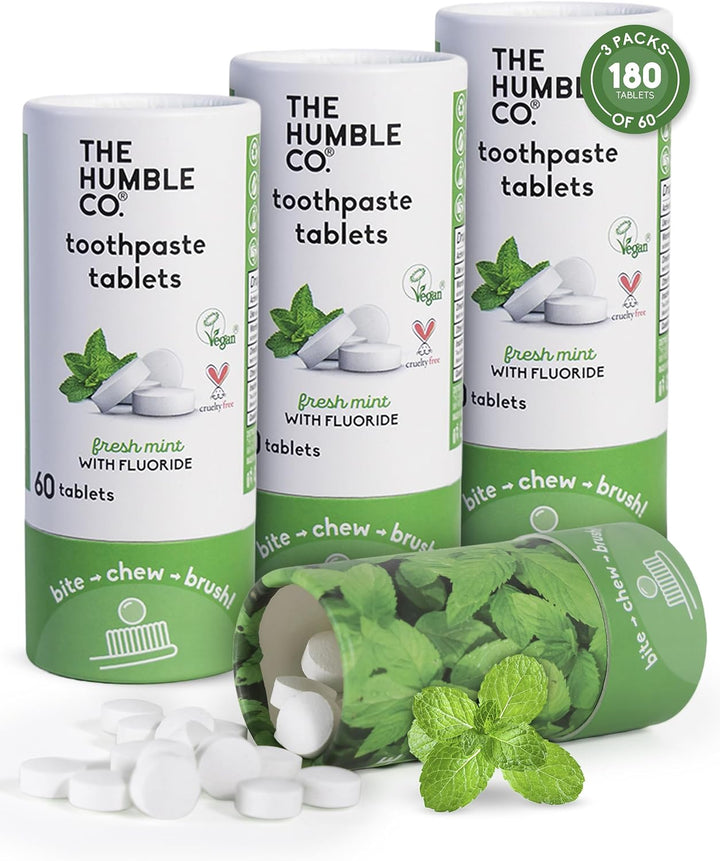 The Humble Co Comprimidos masticables de pasta dental con flúor, me...