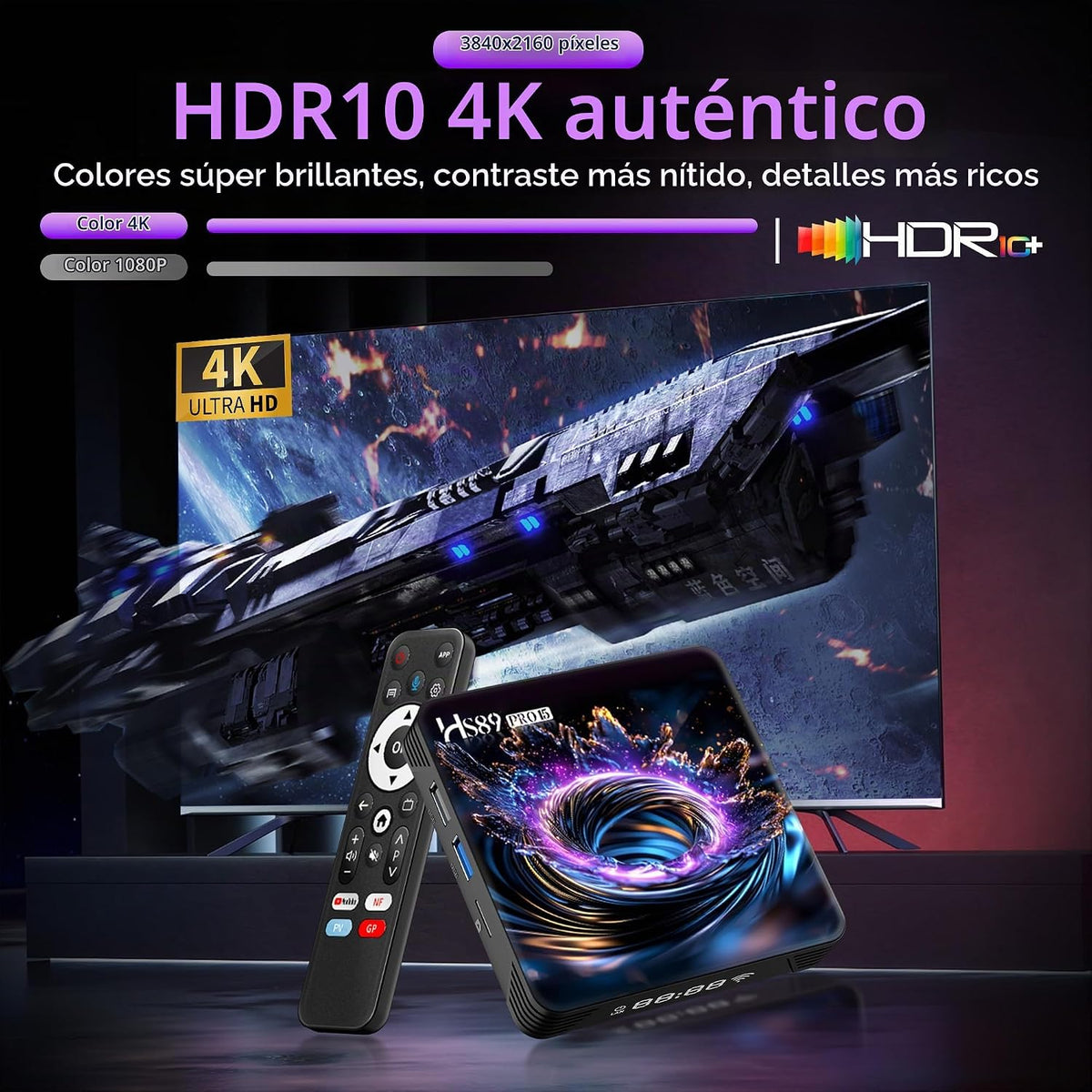 Android TV Box 14.0, 4GB RAM 32GB ROM RK3539 Quad-Core, WiFi dual 6, 4K
