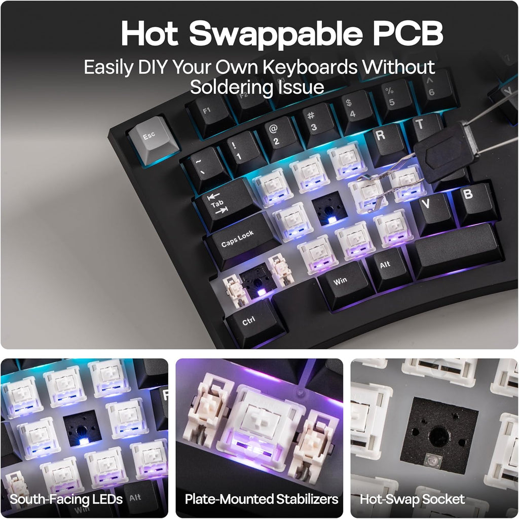 MechLands Feker Alice98 Teclado mecánico ergonómico de 98 teclas