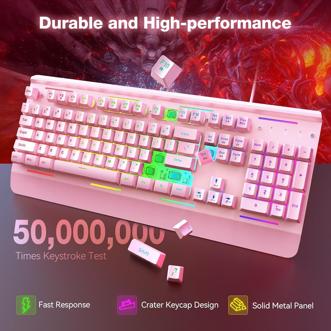 TECKNET Teclado para juegos, teclado de computadora USB con cable,...