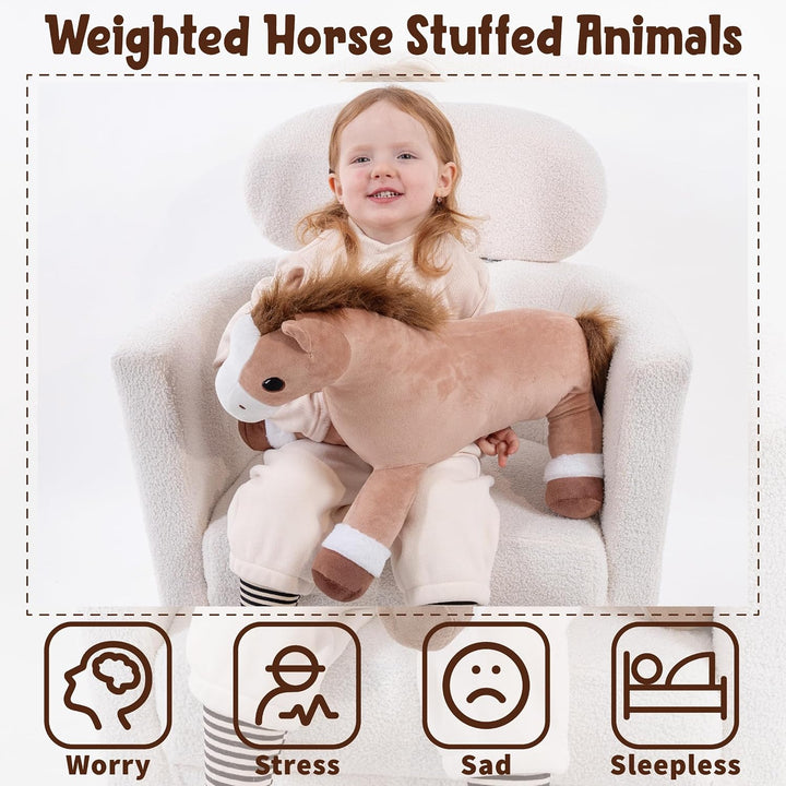 Jrystar Animales de peluche de caballo pesado, peluche grande de ca...
