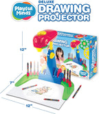 Proyector de dibujo para niños de 3 años en adelante, el kit de proyector de rastreo preescolar incluye 32 dibujos de animales en 4 discos resistentes, 8 crayones y 1 bloc de papel de dibujo para un divertido aprendizaje basado en juegos