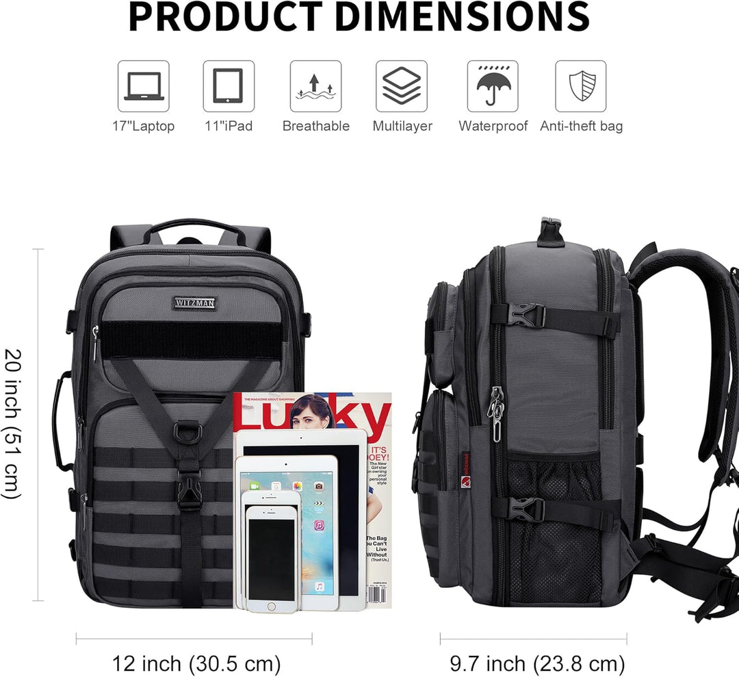 WITZMAN - Mochila de viaje para llevar a bordo para hombres, conver...
