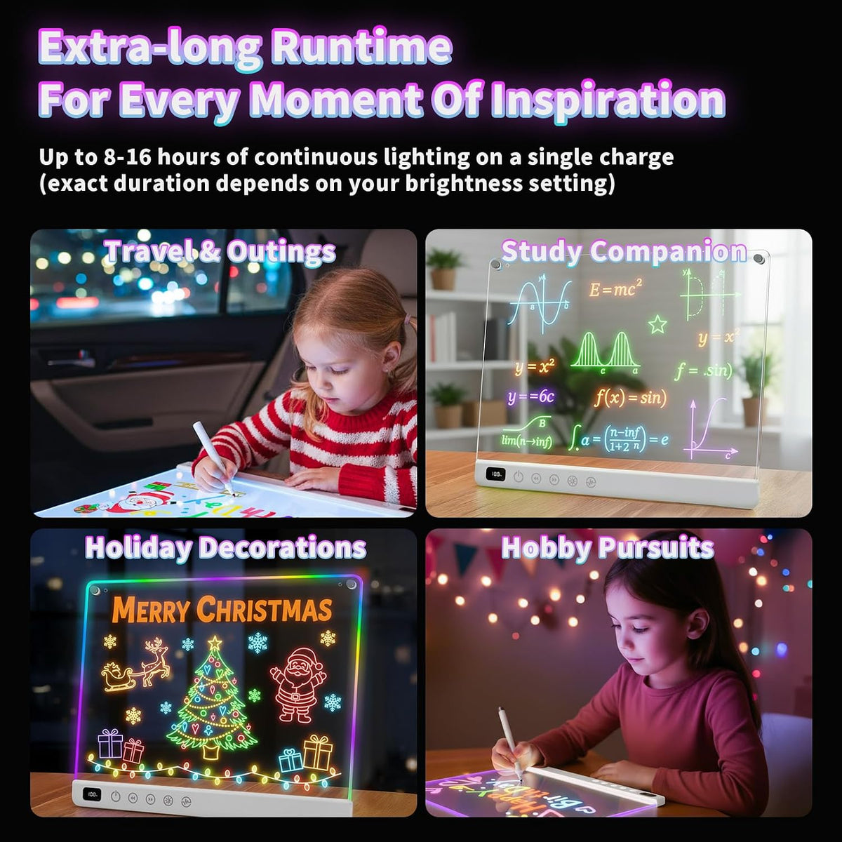 Tablero de dibujo LED con 13 efectos de luz, 16 pulgadas, recargable, para garabatos LED, con colores, tableta de dibujo con luz de neón, regalos para niños, ideas de regalo de Pascua