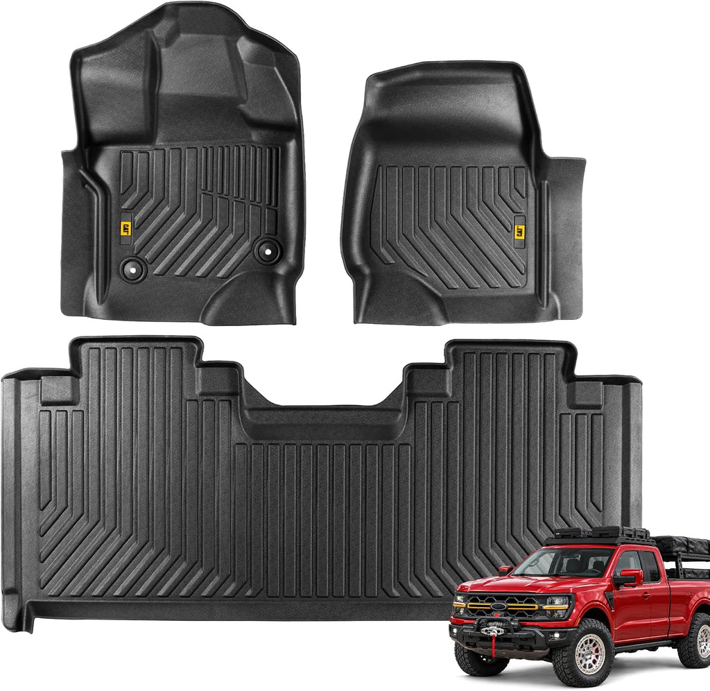 CAT® JustFit™ Alfombrillas 3D personalizadas para Ford F-150 Super Cab 2015-2026, juego completo delantero y trasero, forros de goma resistentes medidos con láser, accesorios para Ford F150 SuperCab