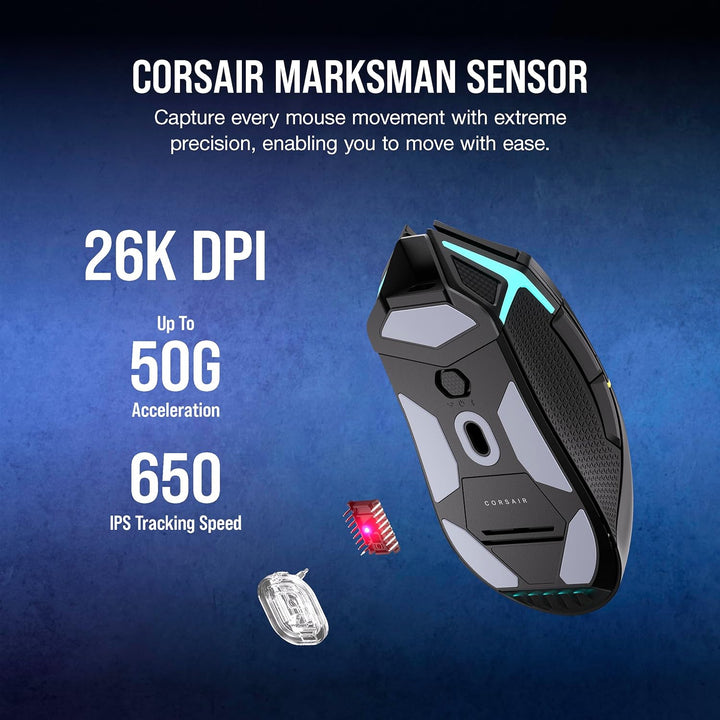Corsair NIGHTSABRE - Mouse inalámbrico RGB para juegos FPS, MOBA -...