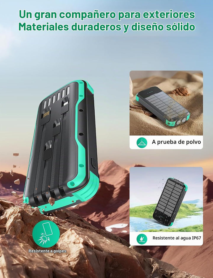 SOXONO Cargador Solar Power Bank, PD 20W Carga Rápida Batería Exter...