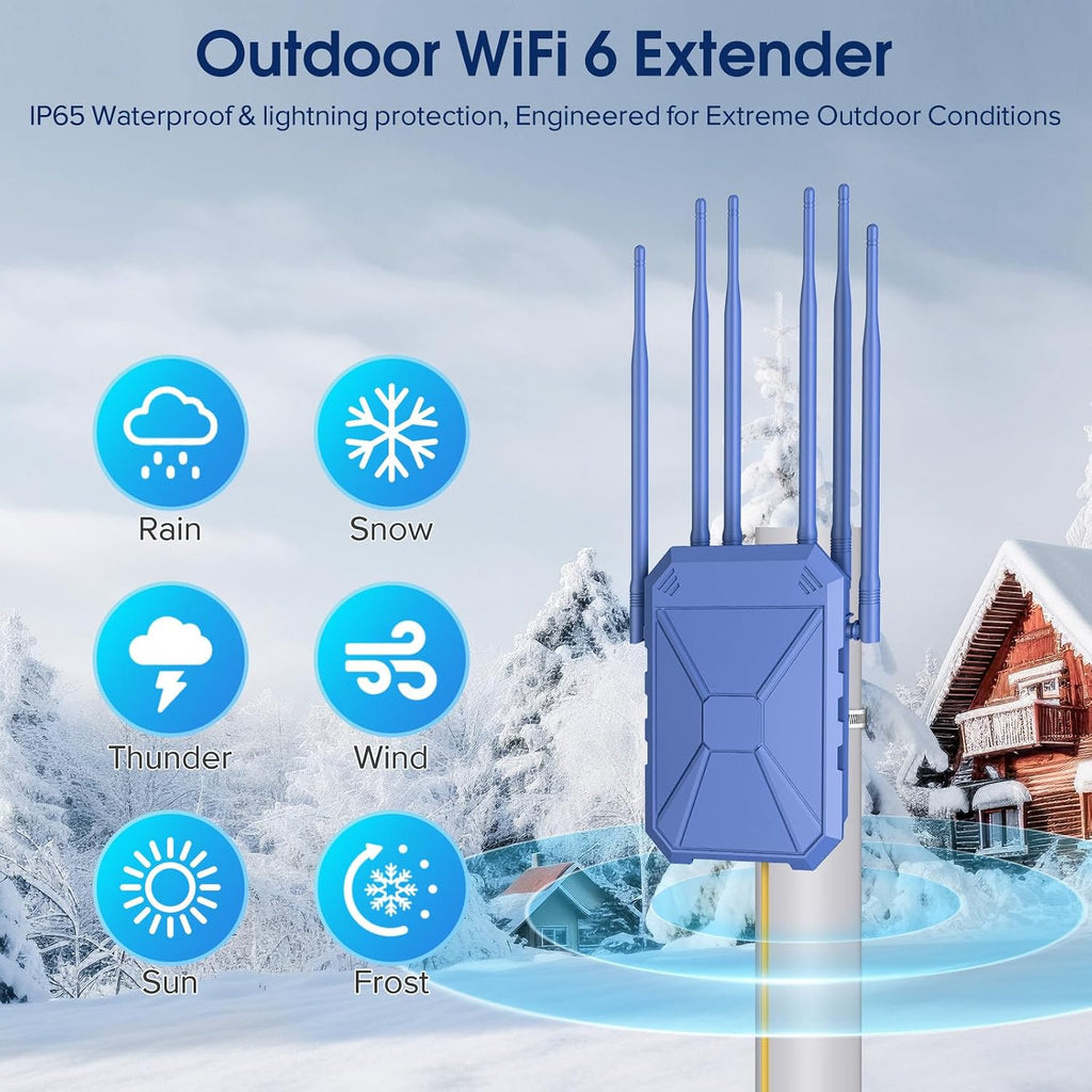 AX3000 Extensor WiFi 6 para exteriores, extensor de señal WiFi para exteriores de largo alcance, punto de acceso WiFi al aire libre, IP67 resistente a la intemperie, fuente de alimentación PoE, para