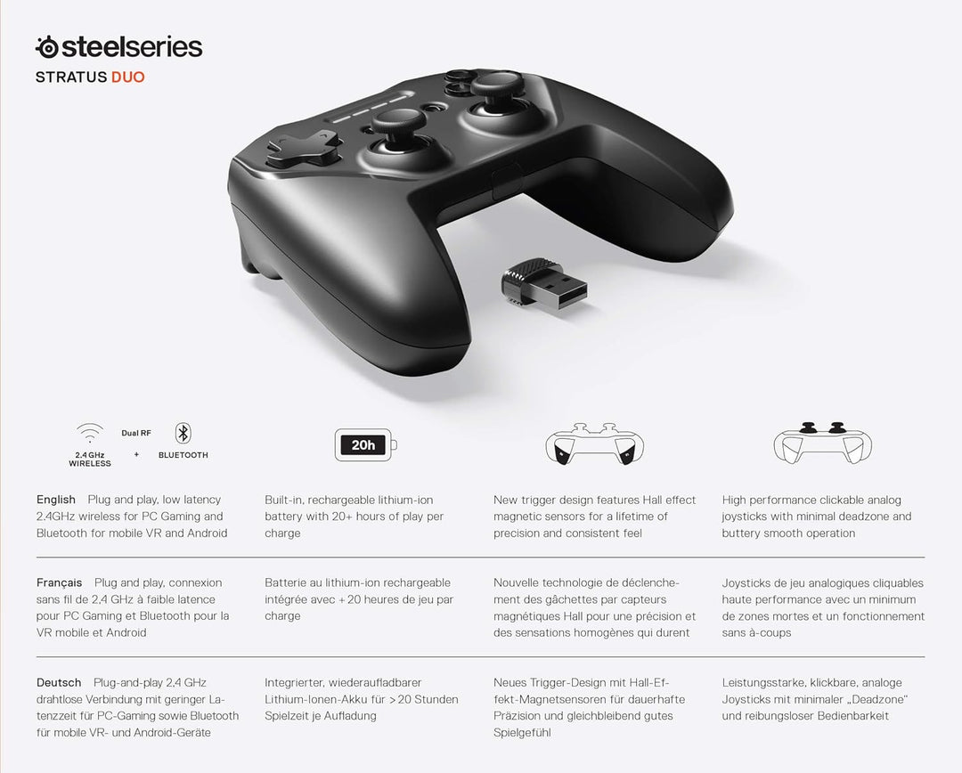 SteelSeries Stratus Duo - Controlador inalámbrico para