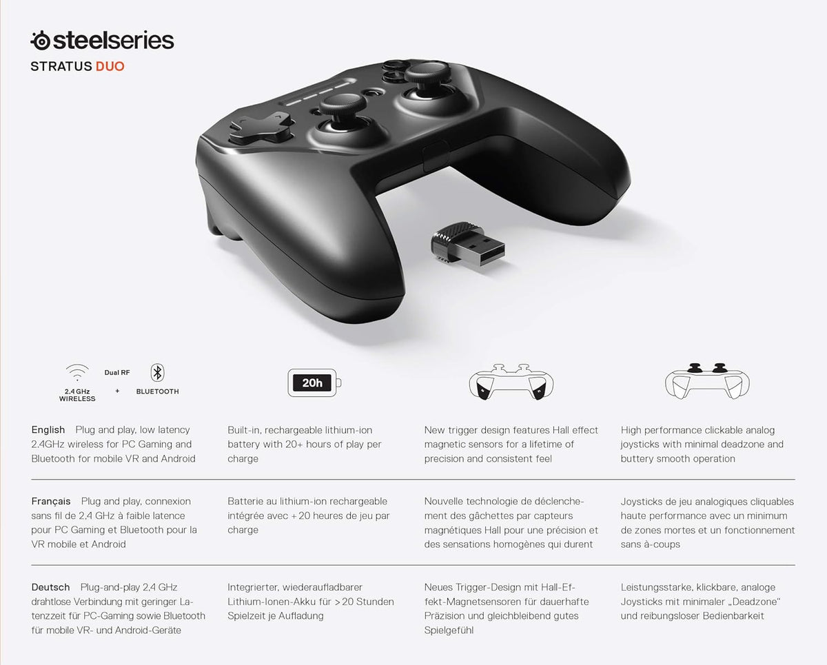SteelSeries Stratus Duo - Controlador inalámbrico para