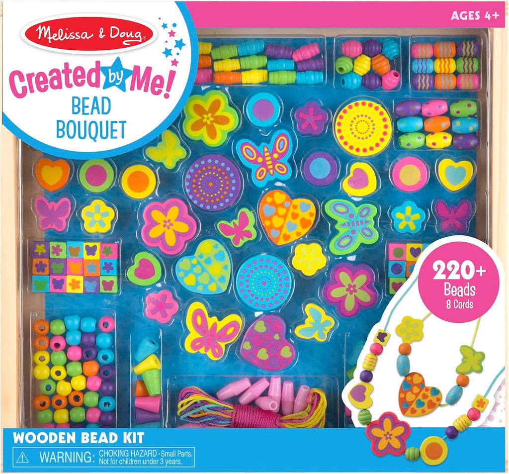 Melissa & Doug Bead Bouquet, juego de cuentas con más de 220 cuentas de madera, Total 1
