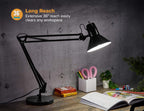 Lámpara Bostitch Office VLF100D - Lámpara de escritorio con brazo oscilante, metal, alcance de 36 pulgadas con ajuste multijunta, incluye bombilla LED reemplazable (VLF), color negro