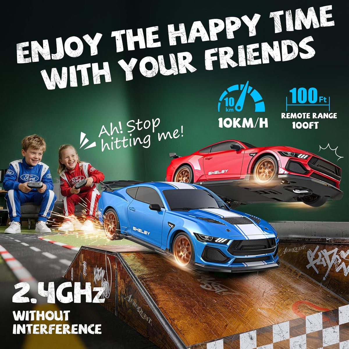Ford Auto de control remoto para niño (escala 1:24 Shelby Super Snake-azul)