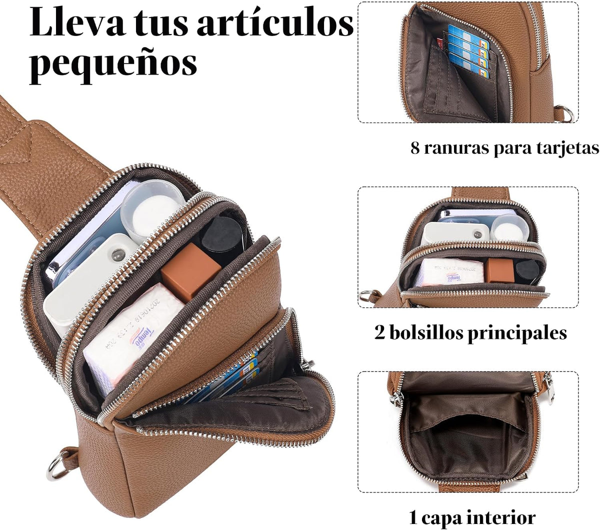 Bolso de viaje pequeño, bolso cruzado antirrobo para mujer