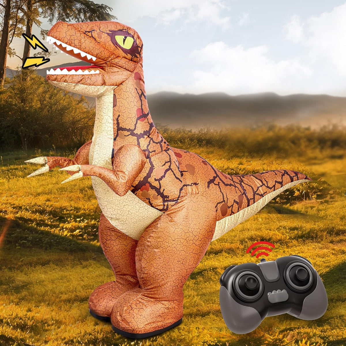 Juguete inflable de dinosaurio con control remoto de 24